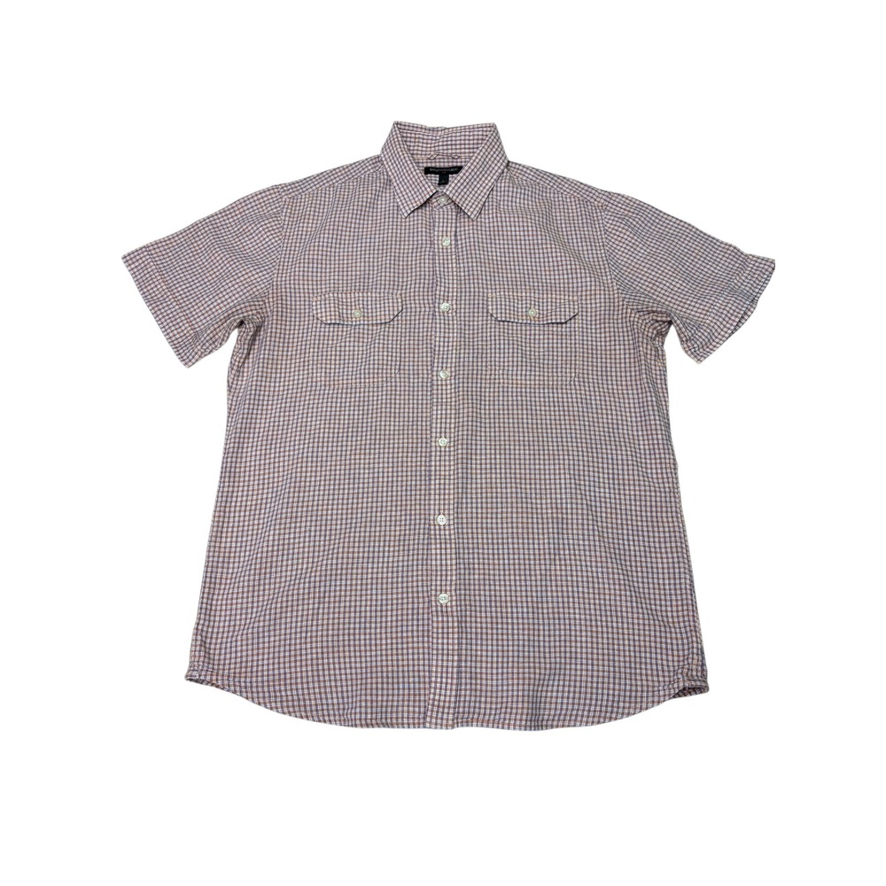 Banana Republic Mens Large Plaid Short Sleeve Button Up Casual Shirt